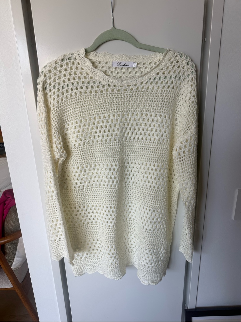 Knit Long Sleeve Summer Cover Up- Cream